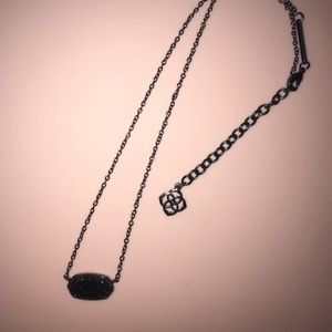 Elisa Pendant Necklace in Black Drusy